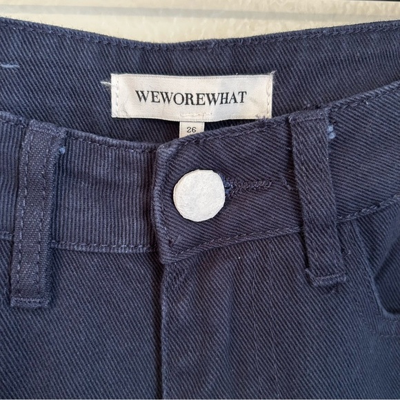NWT, WeWoreWhat Women’s High Rise Dad Raw Hem Jeans in French Navy, Size 26 - Picture 4 of 12